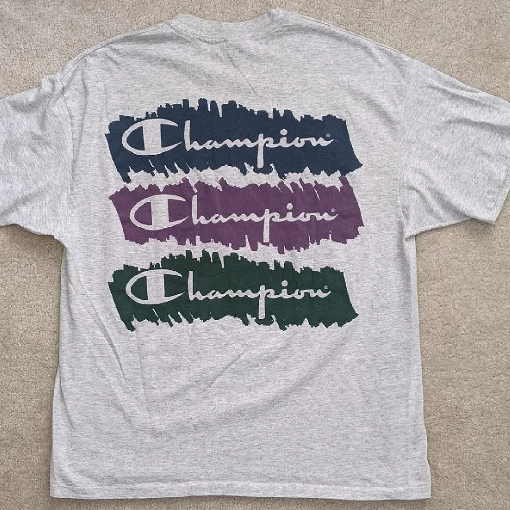 Vintage Champion gray logo t-shirt XL - Picture 5 of 5
